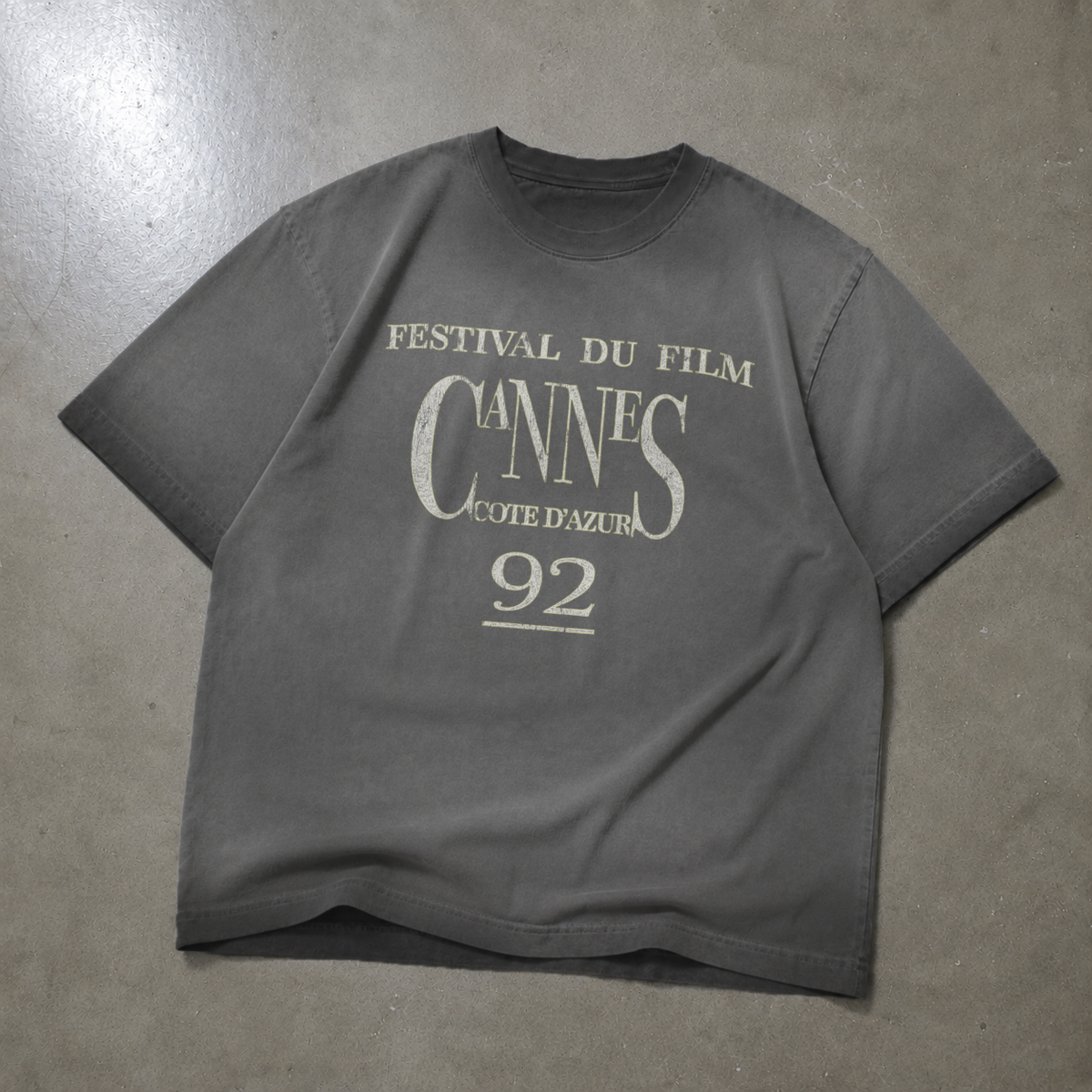 1992 Cannes Film Festival Promo Oversize Box Tee Charcoal Oil