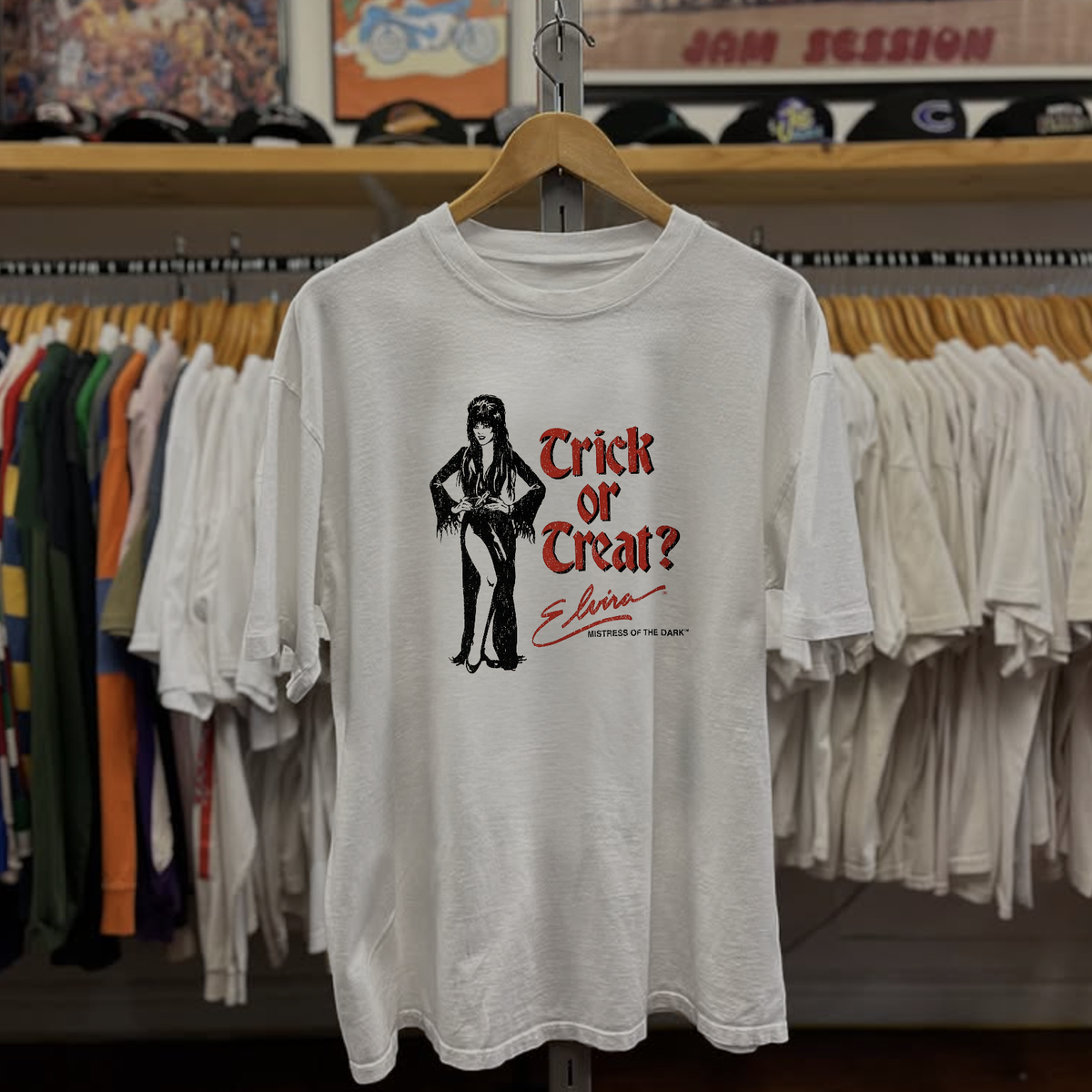 Rare Elvira Mistress Of The Dark Washed White Tee