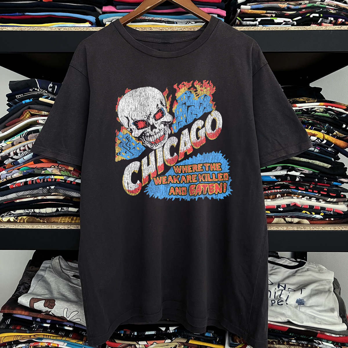 Vintage Chicago Washed Black Tee