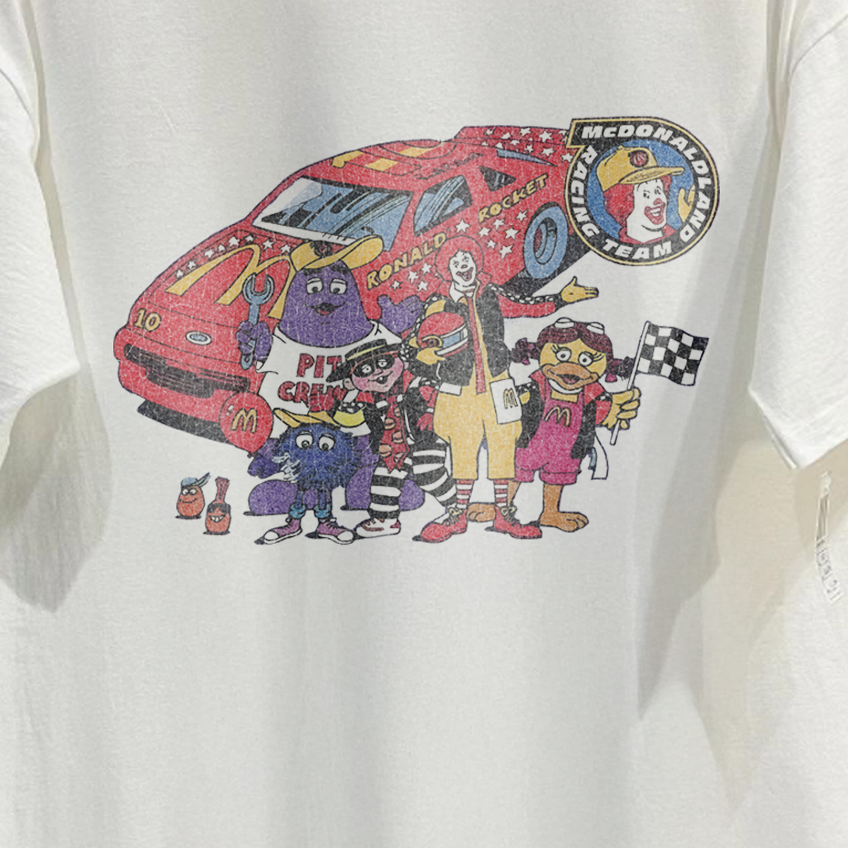 90s Mcdonaldland Racing Team Rare Washed White T-Shirt