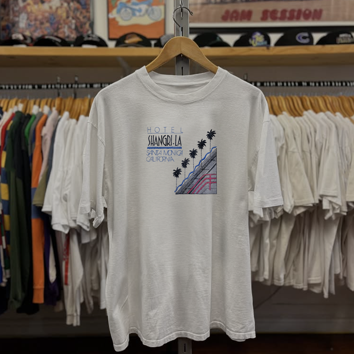 80s Hotel Shangri La Santa Monica Washed White Tee