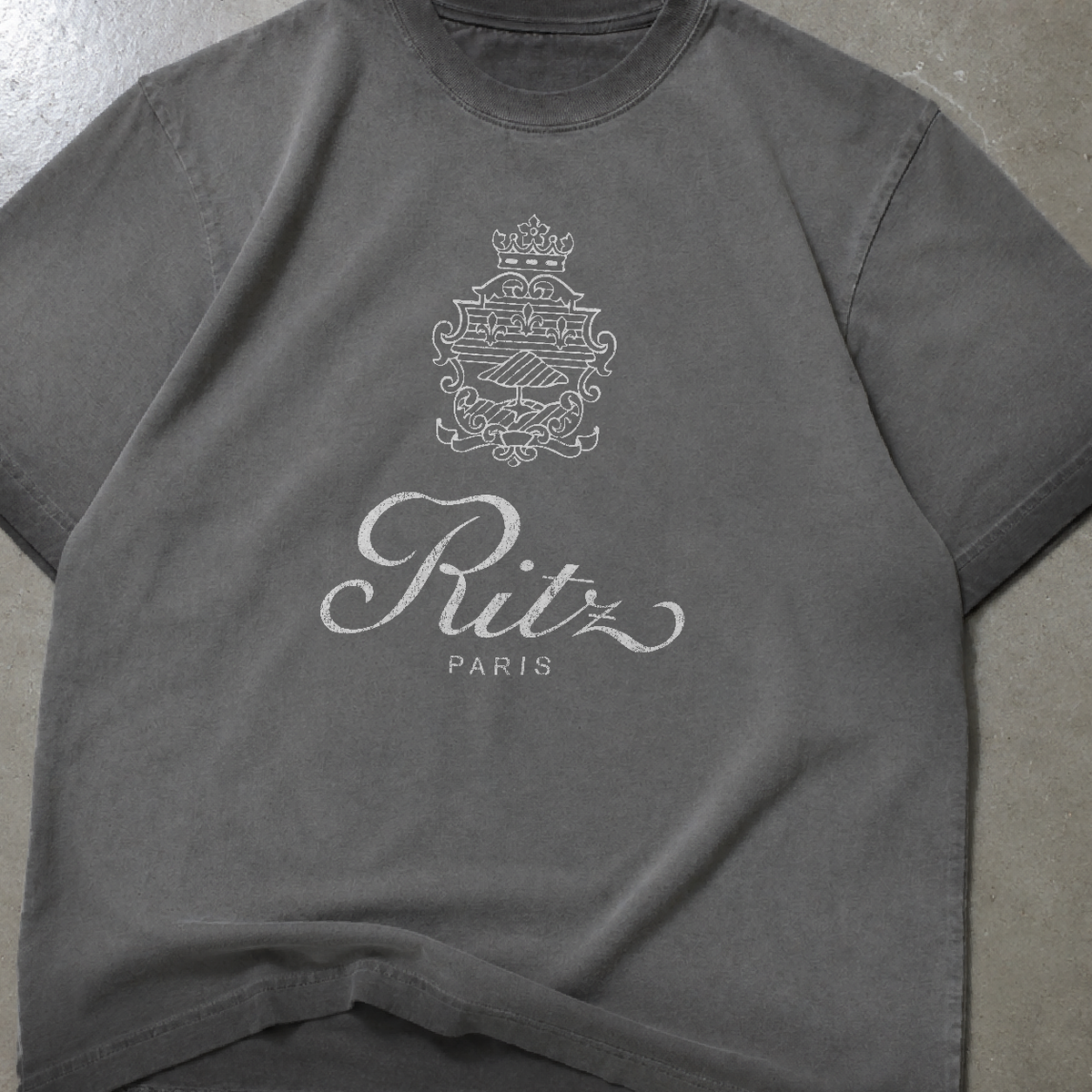 90's Ritz Paris Oversize Washed Charcoal Tee