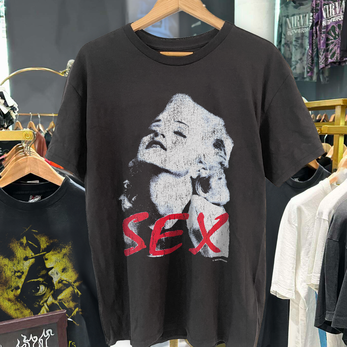 Madonna - Sex (Book) Rare Vintage Washed Black T-Shirt