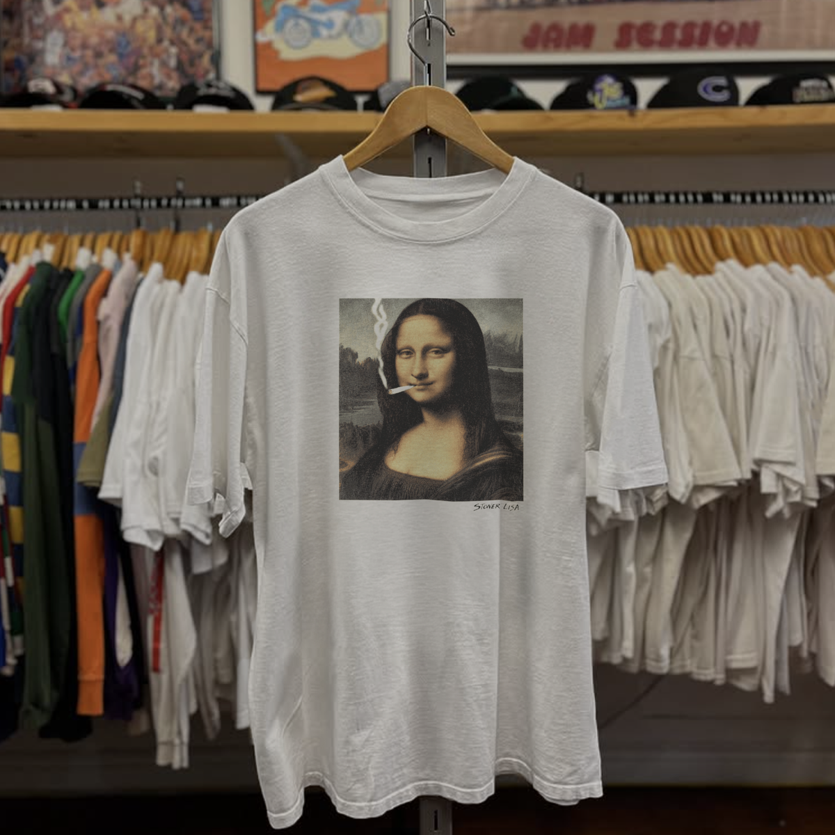 Rare Stoner Lisa Parody Washed White Tee