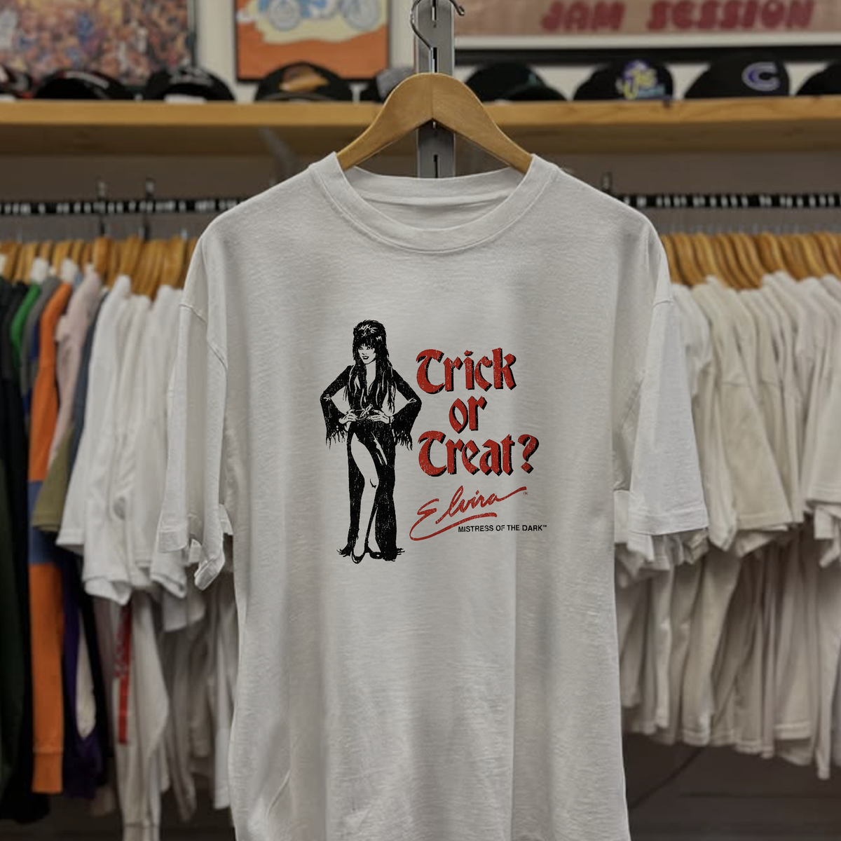 Rare Elvira Mistress Of The Dark Washed White Tee