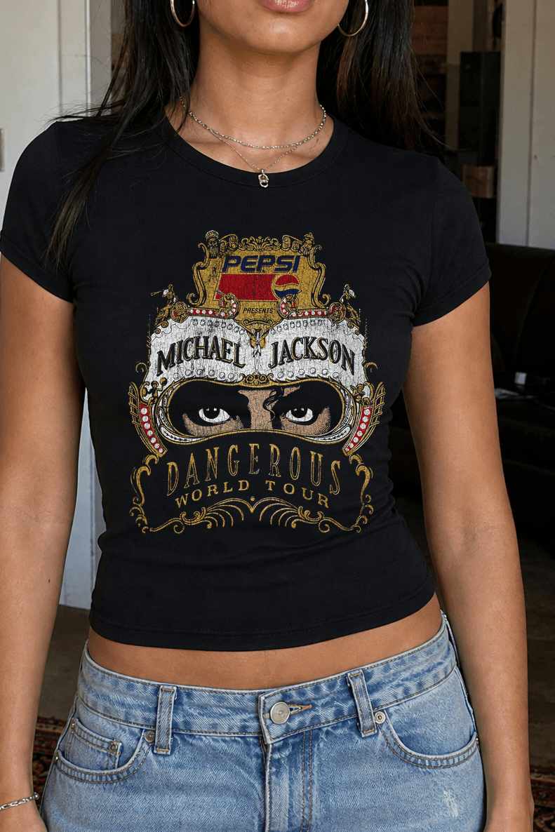Michael Jackson's Dangerous 90's Womens Black Tee