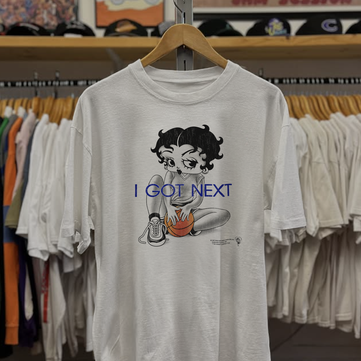Rare Betty Boop I Got Next Washed White Tee