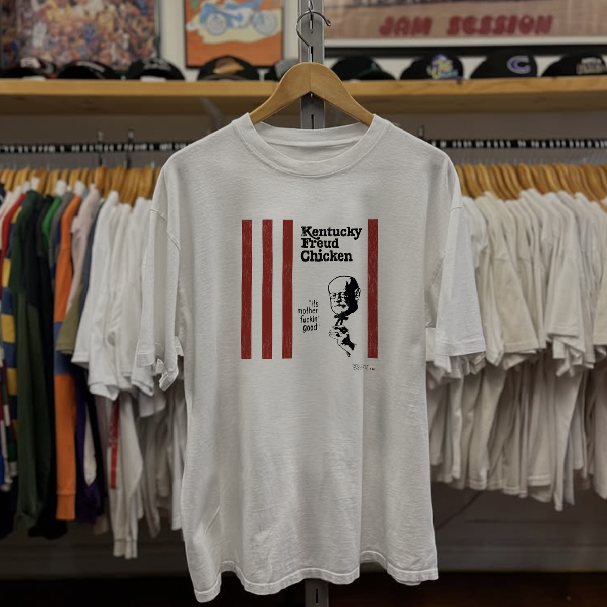Rare Kentucky Freud Chicken Parody Washed White Tee