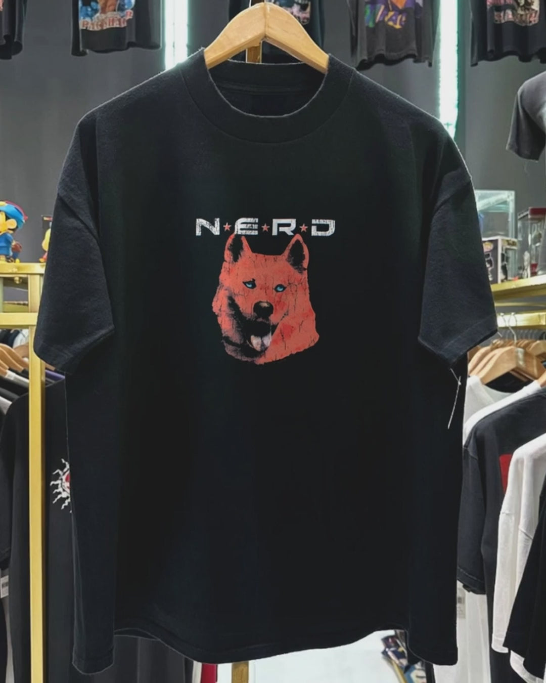 2004 N*E*R*D 'Fly Or Die' Promo Rare Washed Black T-Shirt product video [GB-DPA:208494be3e95]