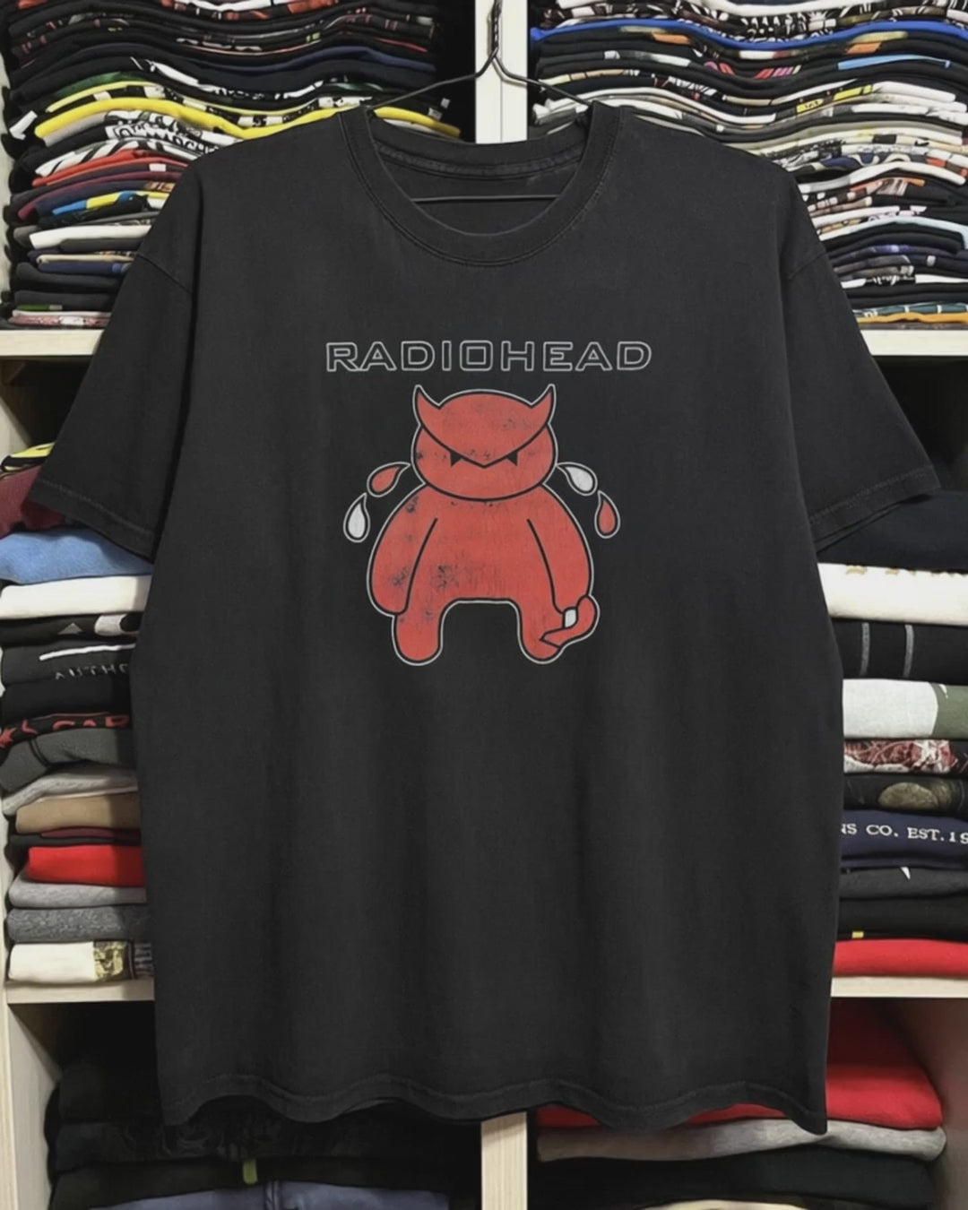 Rare Radiohead Devil Washed Black tee product video [GB-DPA:eef69f90bb68]