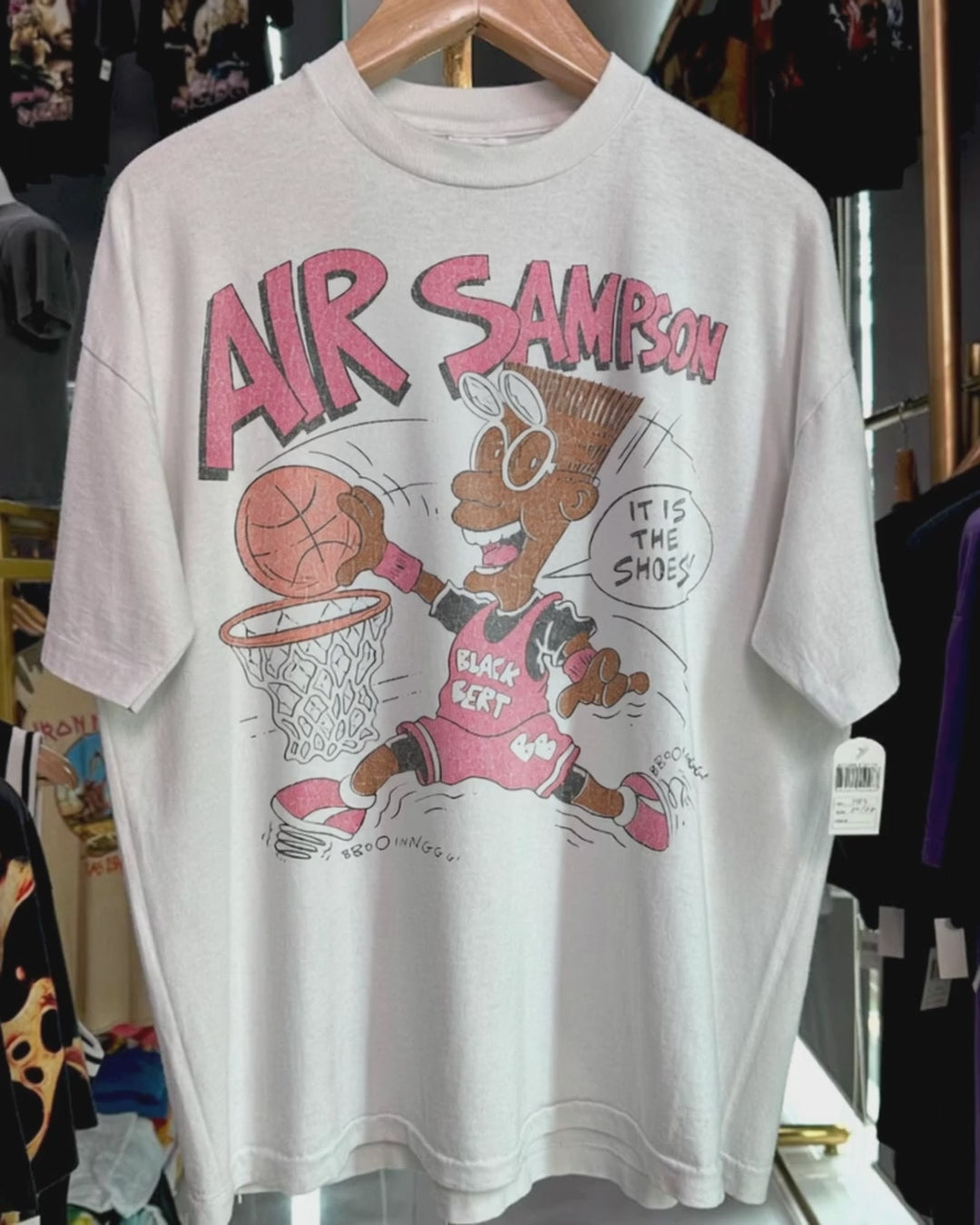 90s Air Sampson 'Black Bert' Rare Washed White T-Shirt product video [GB-DPA:060fca99b00e]