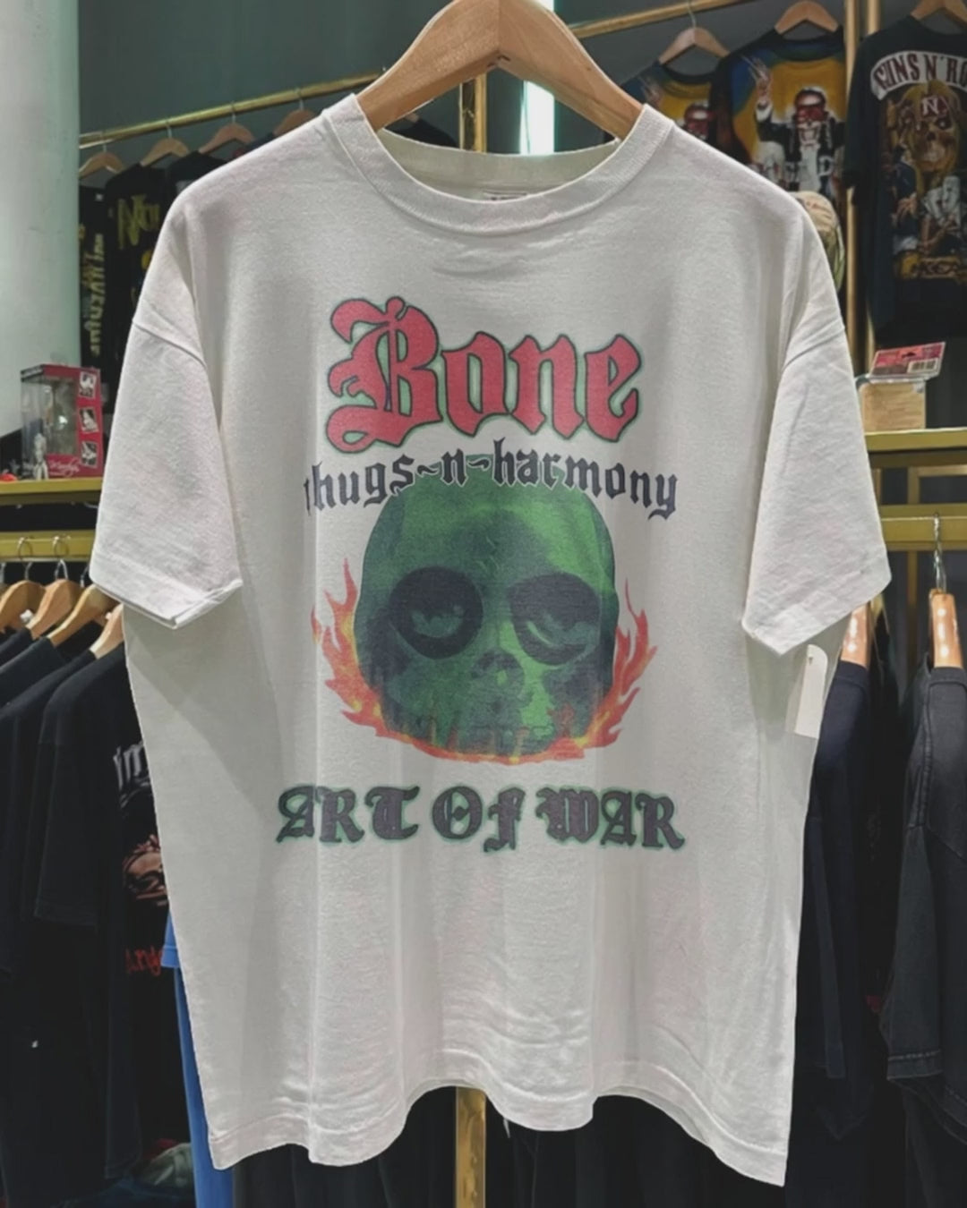 1997 Bone Thugs N Harmony 'Art Of War' Rare Washed White Rap Tee product video [GB-DPA:b7d7166f4be2]