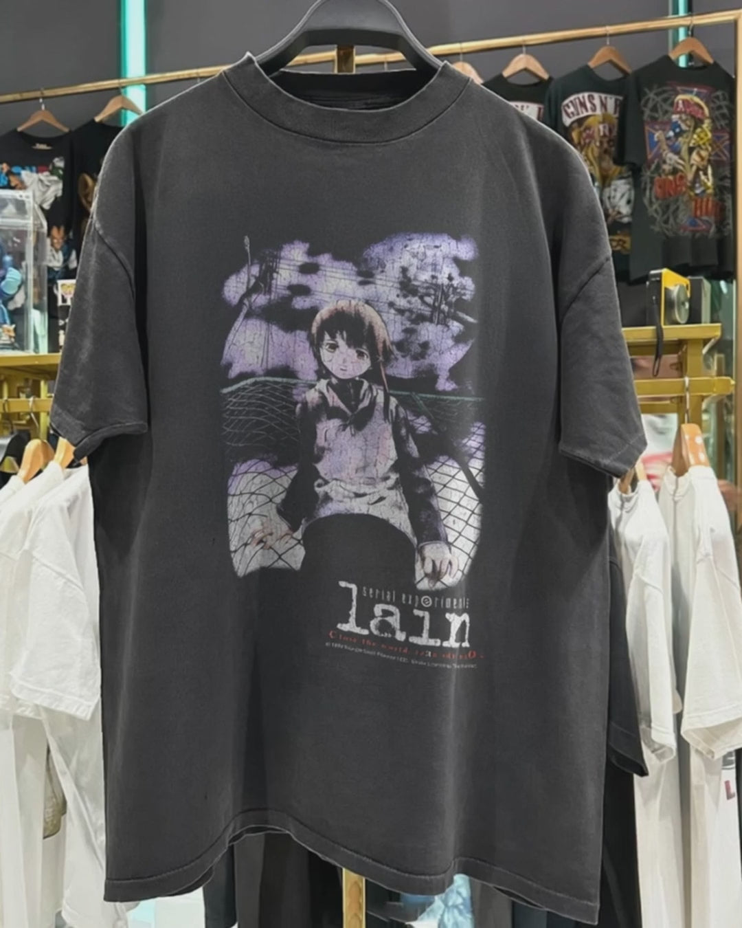 1999 Serial Experiments 'Lain' Rare Washed Black T-Shirt product video [GB-DPA:680d5261266e]