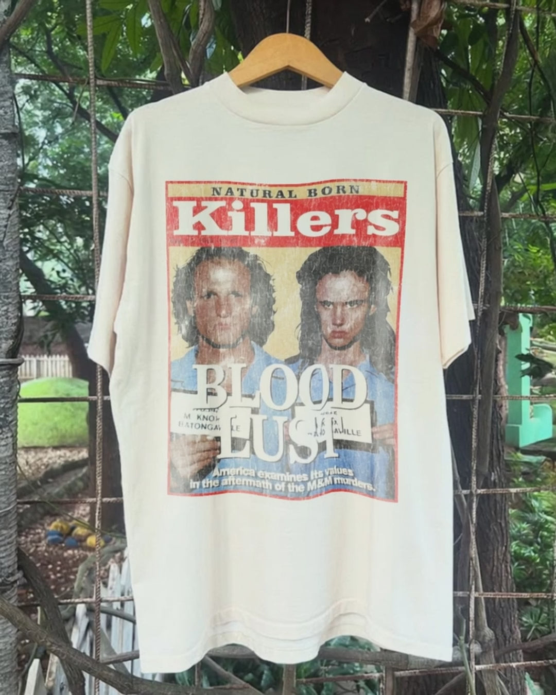 90s Natural Born Killers 'Blood Lust' Rare Washed White T-Shirt product video [GB-DPA:de2038fdecd5]