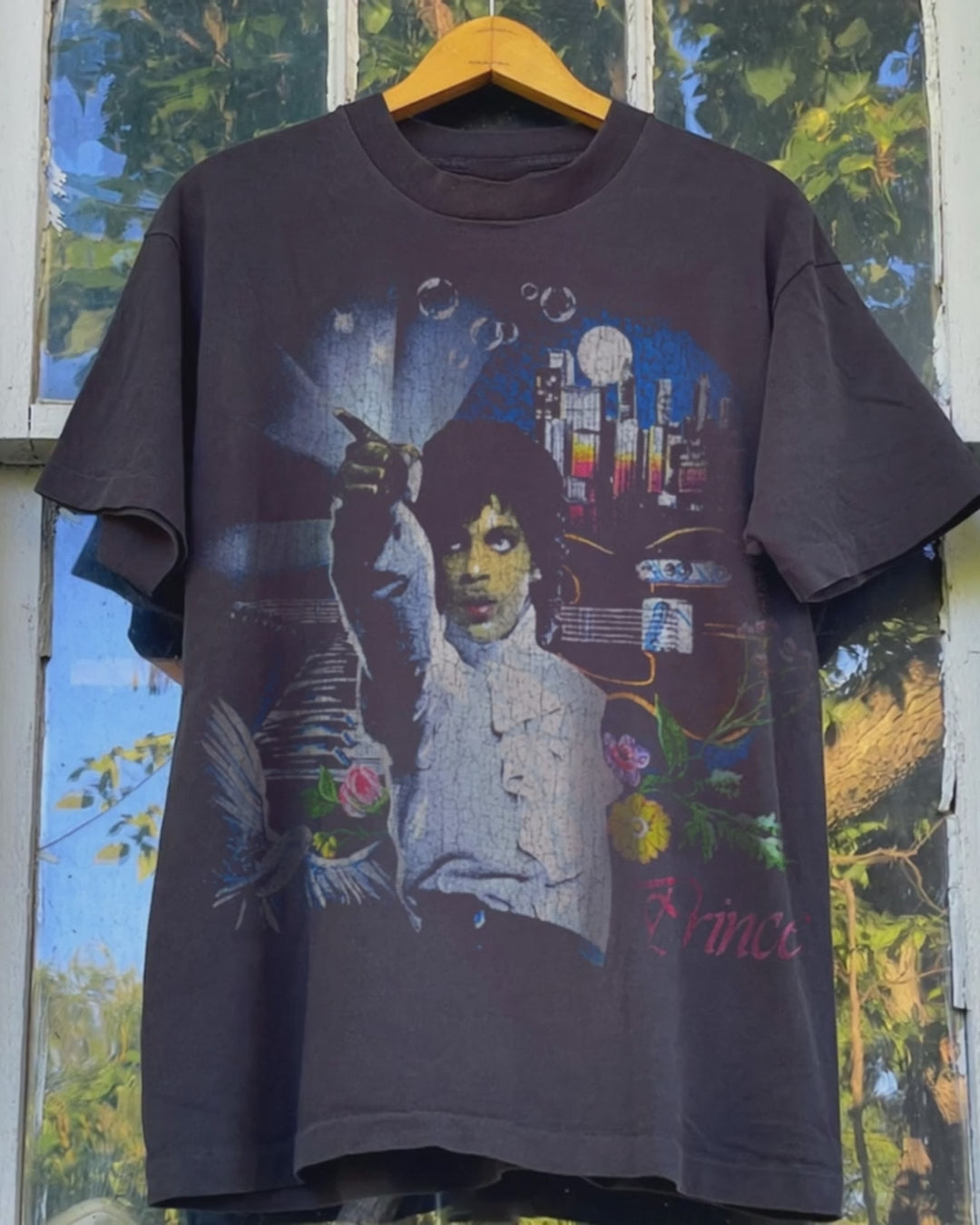 Prince - Vintage 1990's Washed Black T-Shirt product video [GB-DPA:7b7c1cbc015f]