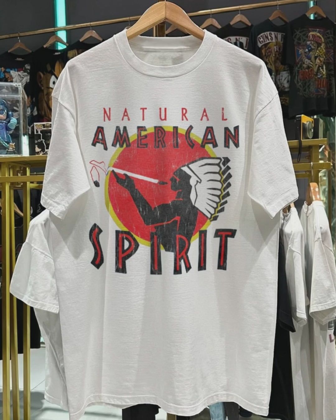 90s Natural American Spirit Rare Washed White T-Shirt product video [GB-DPA:4243466058ae]