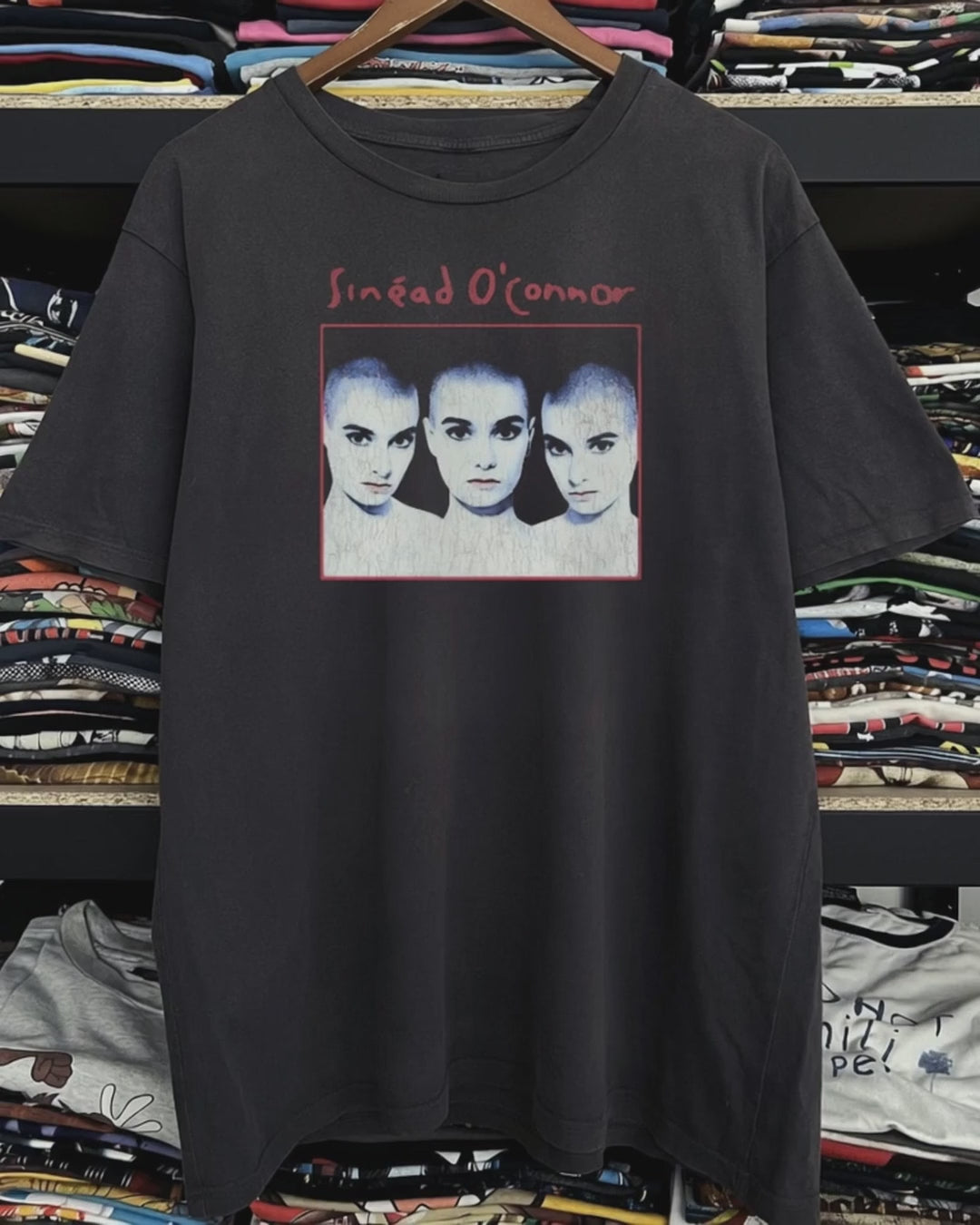 90s Rare Sinead O'Connor Washed Black Tee product video [GB-DPA:cf1e0b2c2368]