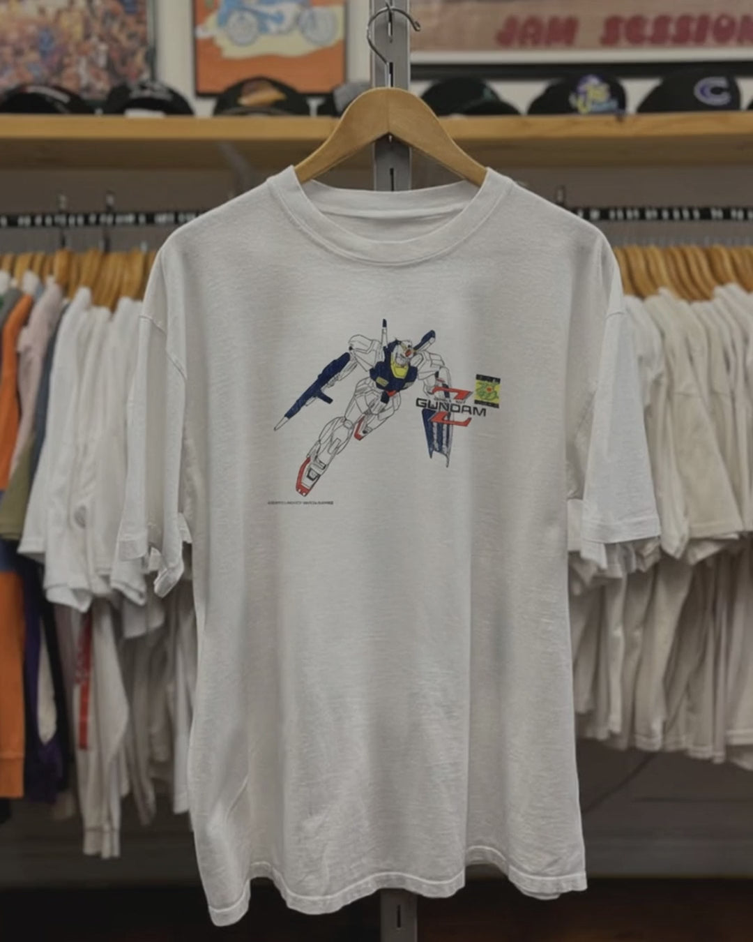 1979 Gundam Mobile Suit Washed White Tee product video [GB-DPA:a57abaf38c1b]
