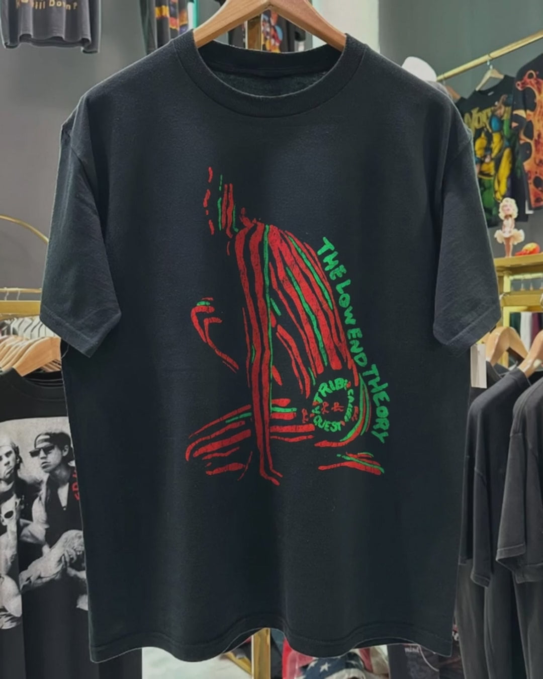 1991 Tribe Called Quest 'Low End Theory' Washed Black T-Shirt product video [GB-DPA:f0ef62ec44d2]