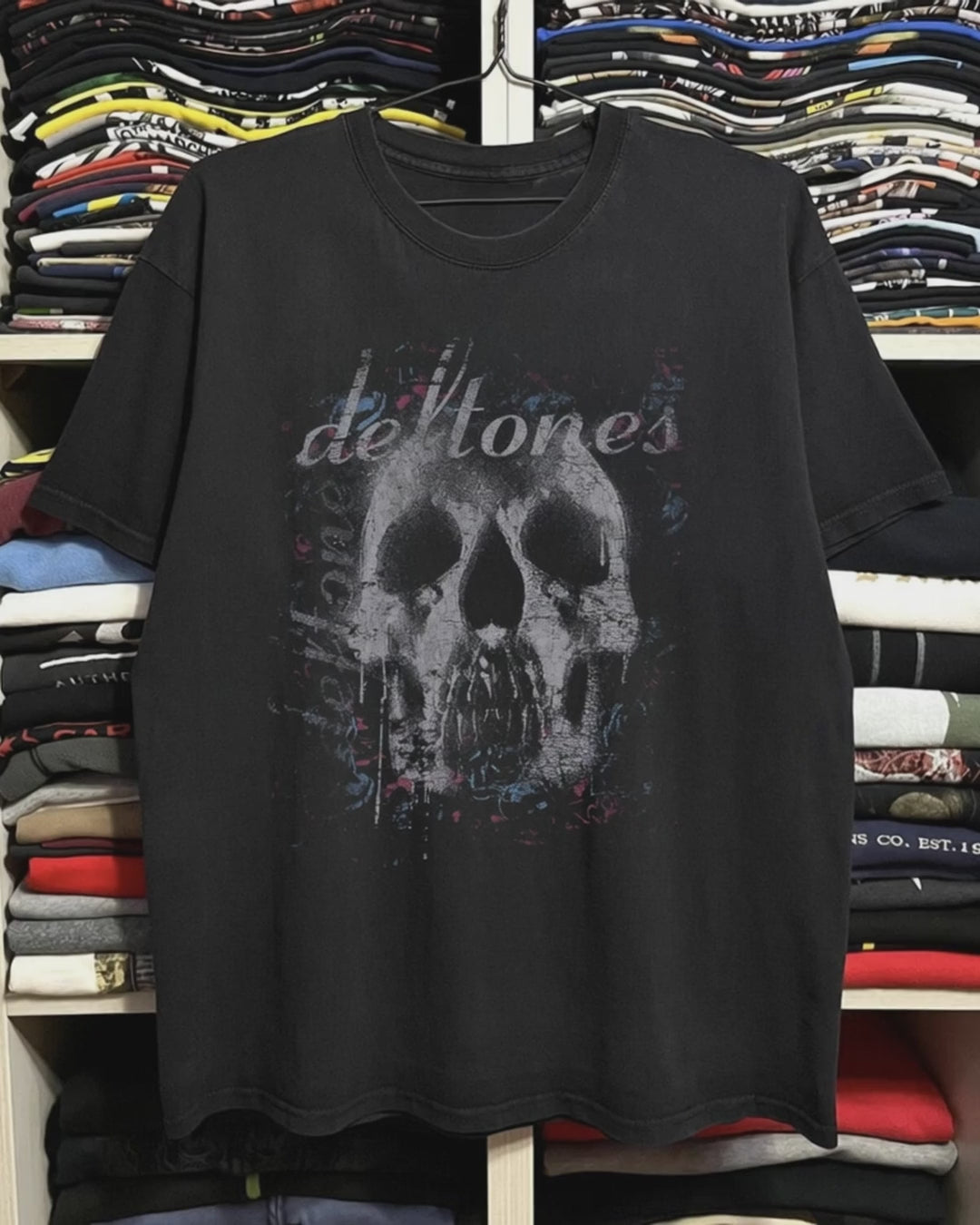 Rare Deftones Skull Washed Black Tee product video [GB-DPA:1e3f7e3a0130]
