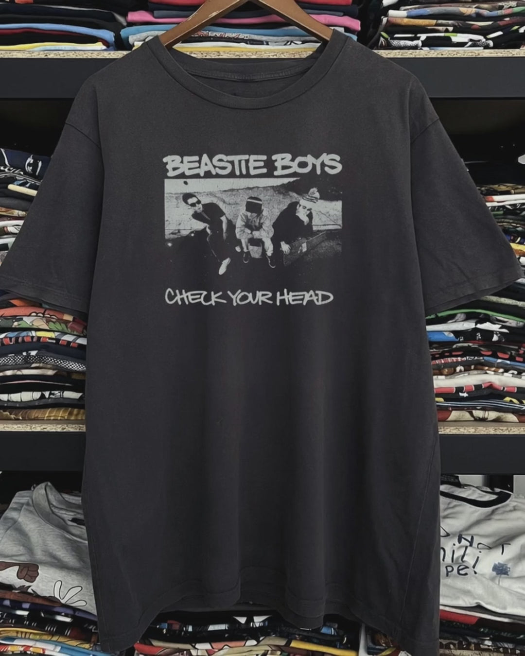 90s Beastie Boys Check Your Head Promo Washed Black Tee product video [GB-DPA:b1973dd96496]