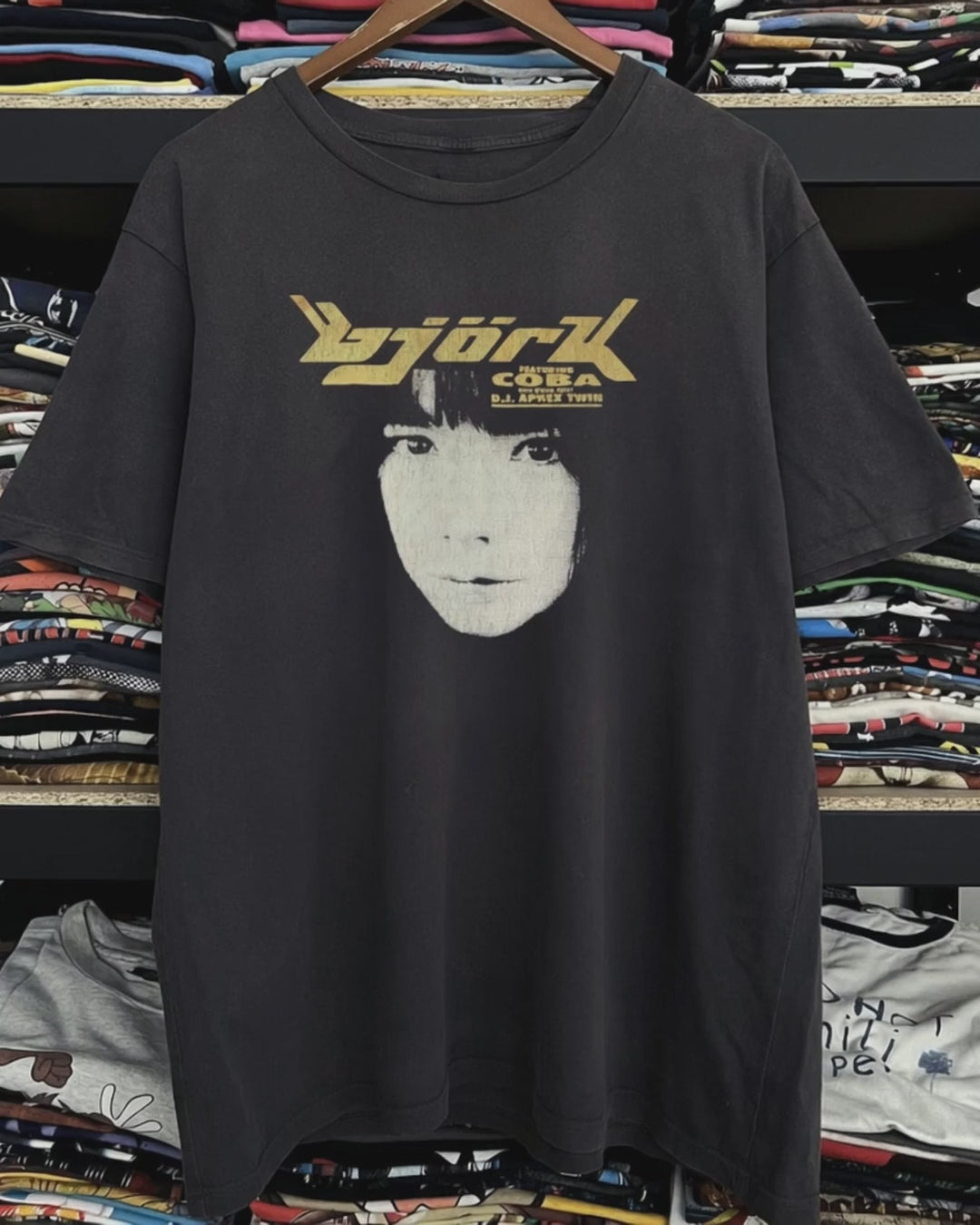 1995 Björk Tour Washed Black Tee product video [GB-DPA:56219e0ef519]