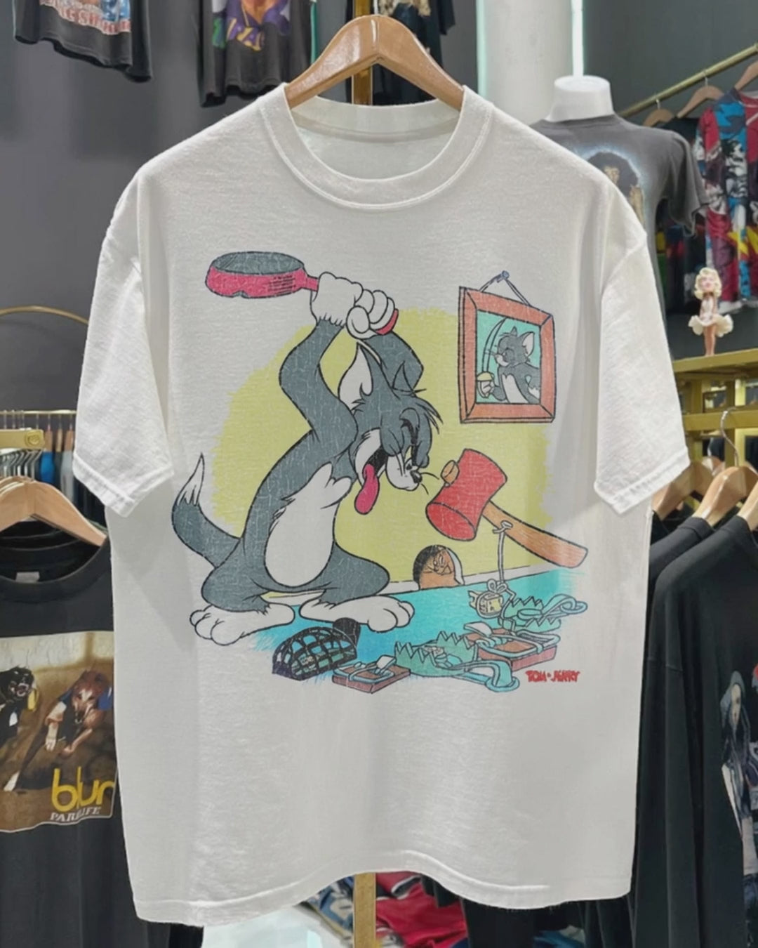 90s Tom & Jerry Grail Ultra Rare Washed White T-Shirt product video [GB-DPA:6e881d487572]