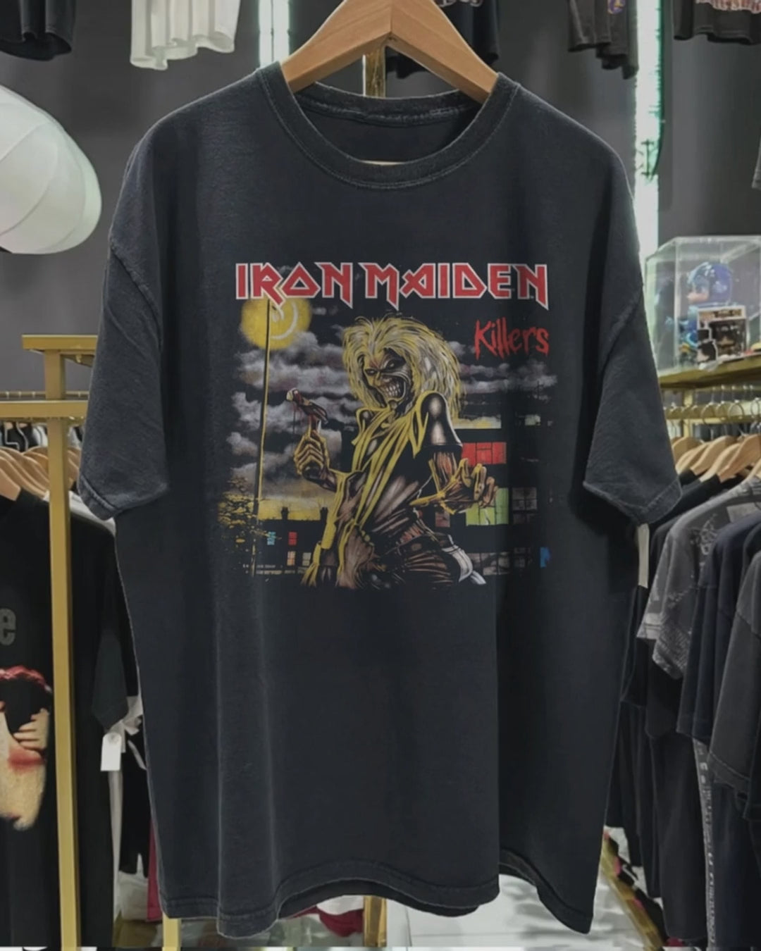 Vintage Iron Maiden 1999 Killers Washed Black Tee product video [GB-DPA:56f07e5646b1]