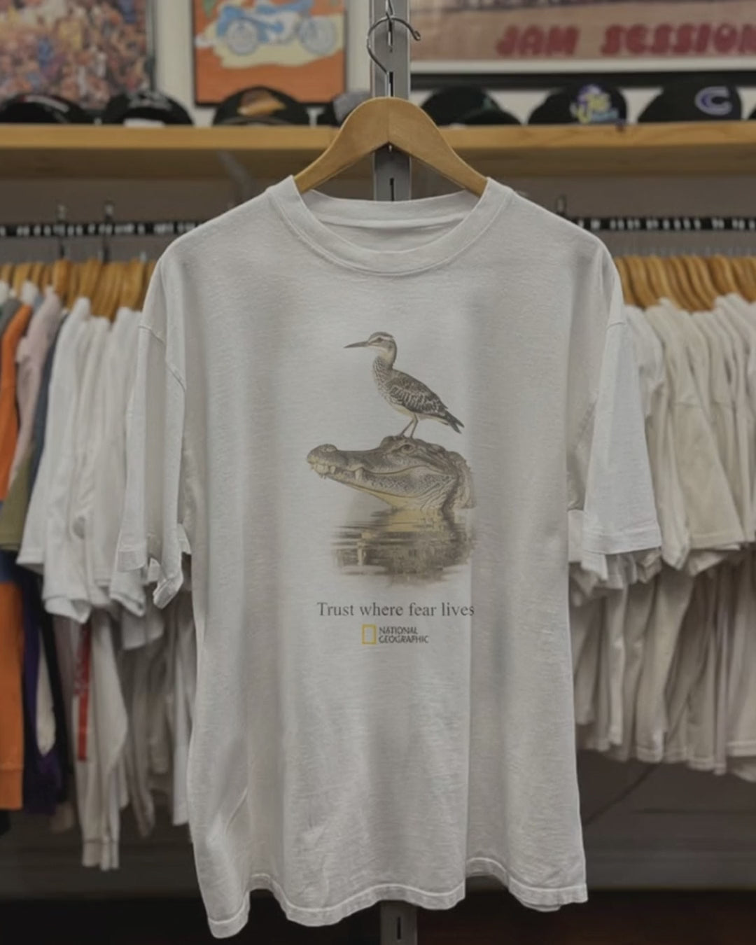 90s National Geographic Trust Washed White Tee product video [GB-DPA:9006ba41649d]