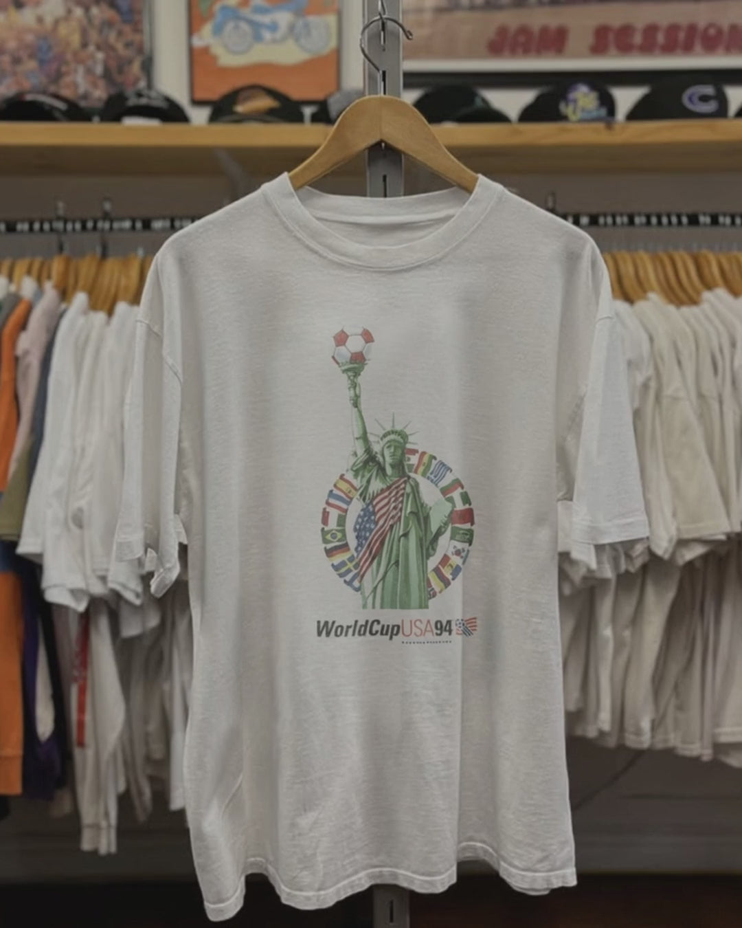 1994 USA World Cup Liberty Washed White Tee product video [GB-DPA:92b3ab3447ab]