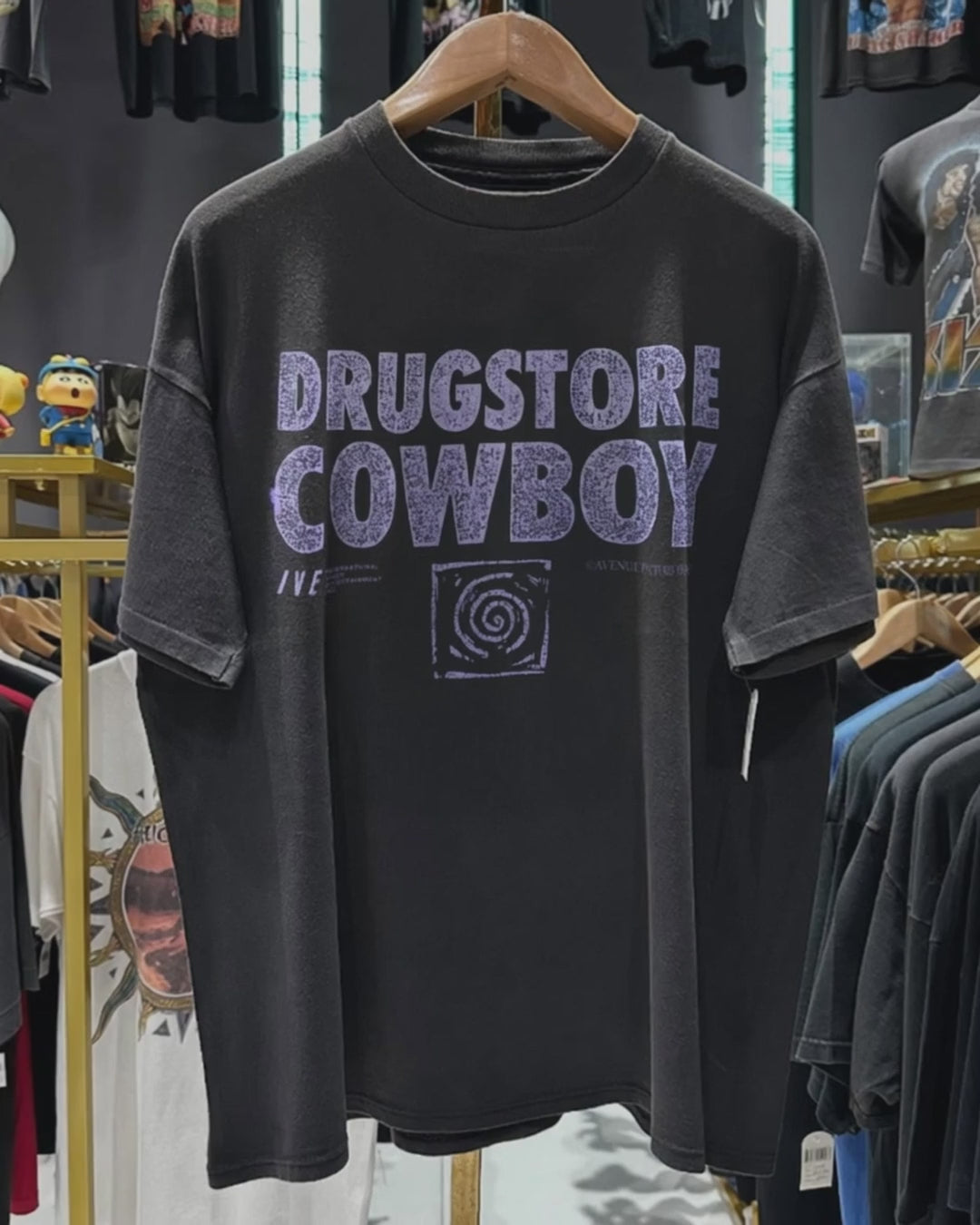 1989 Drugstore Cowboy Promo Rare Washed Black T-Shirt product video [GB-DPA:1d0400110b52]