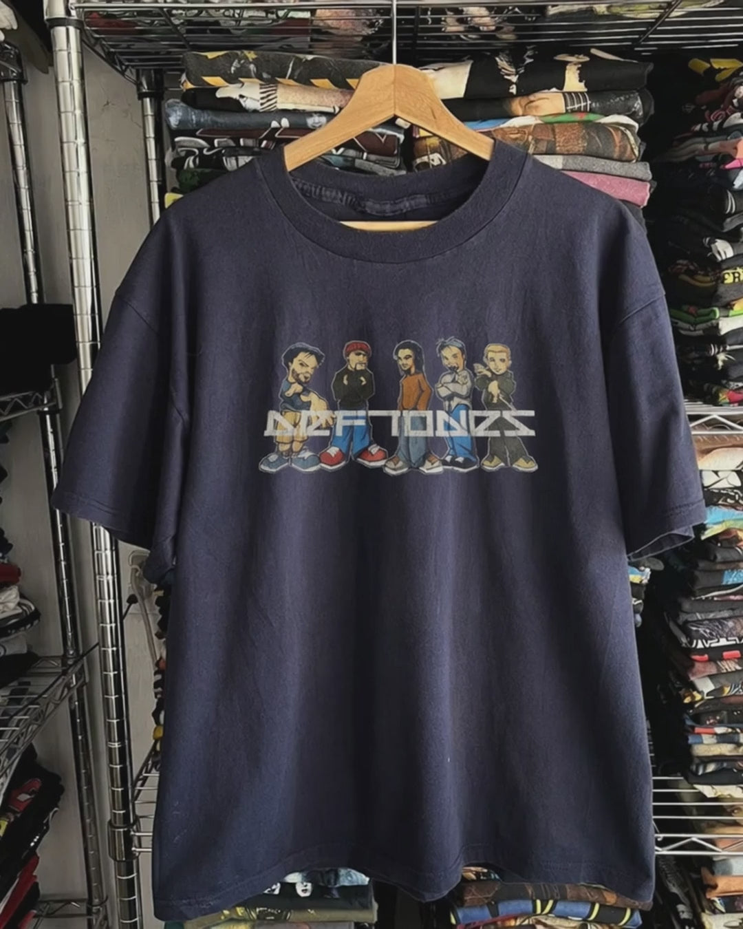 90s Deftones Cartoon Washed Navy Tee product video [GB-DPA:28ac8f34de27]