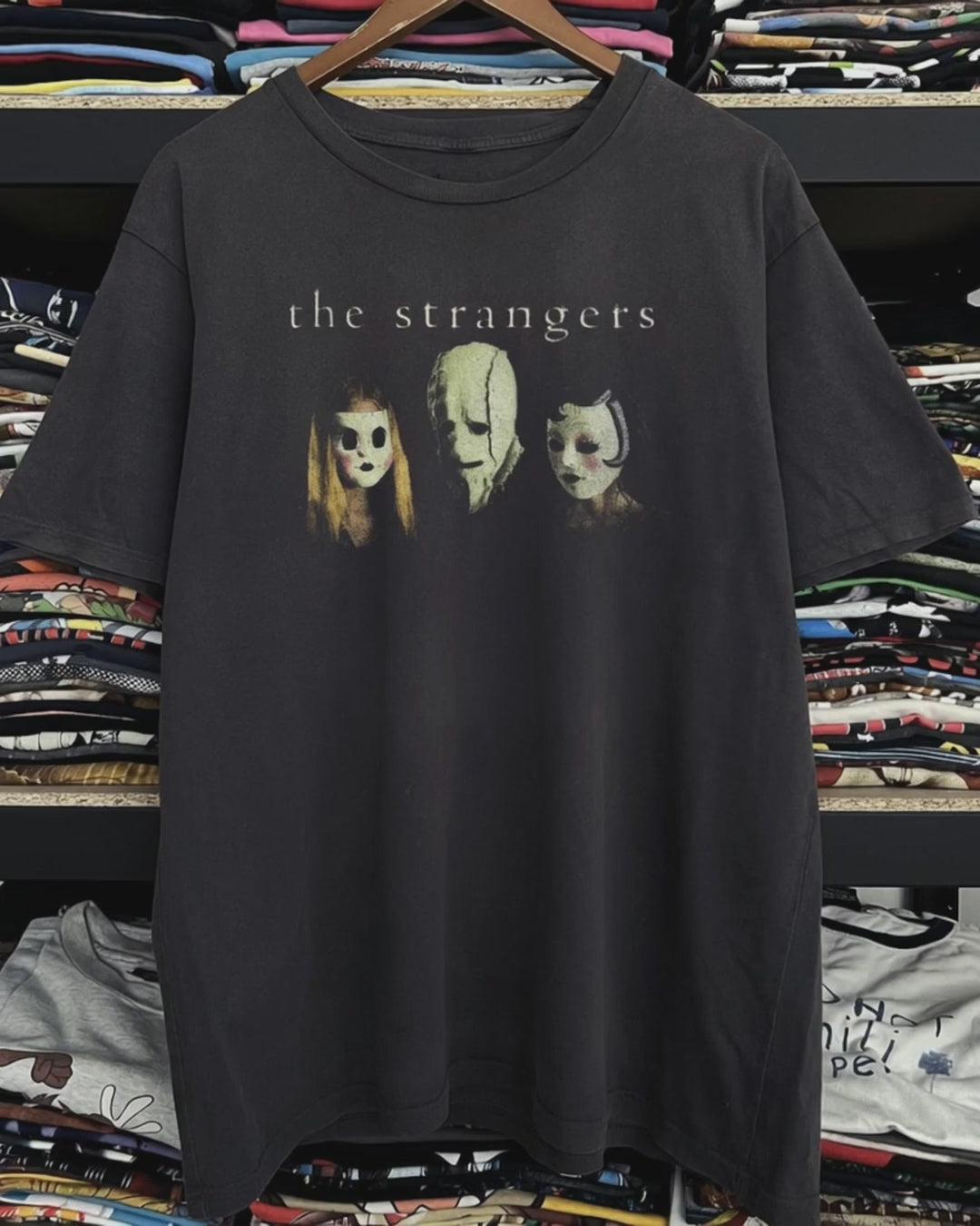Y2K The Strangers Promo Washed Black Tee product video [GB-DPA:9344b70bbaa3]