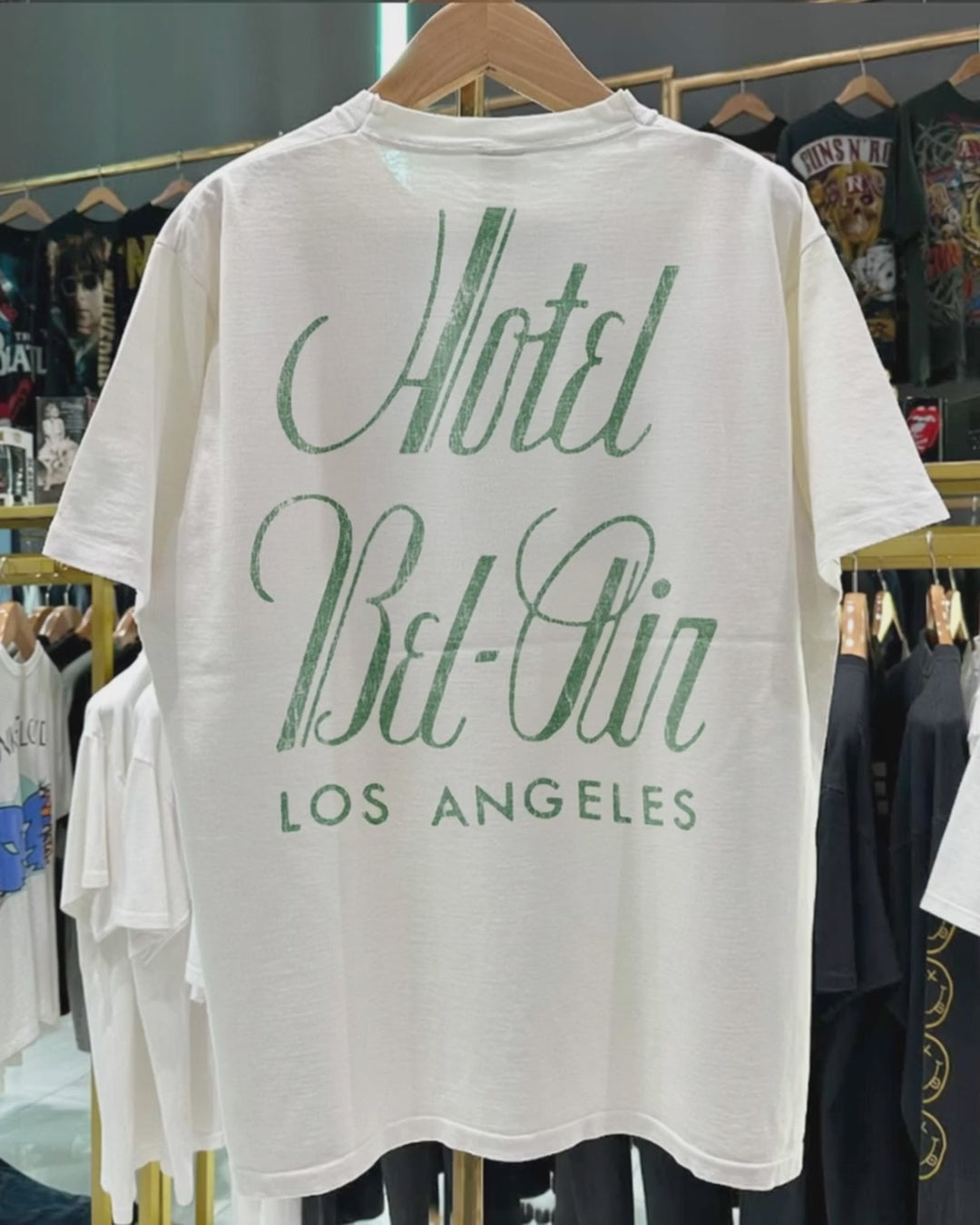 90s Hotel Bel-Air Rare Washed White T-Shirt product video [GB-DPA:fef457b9984c]