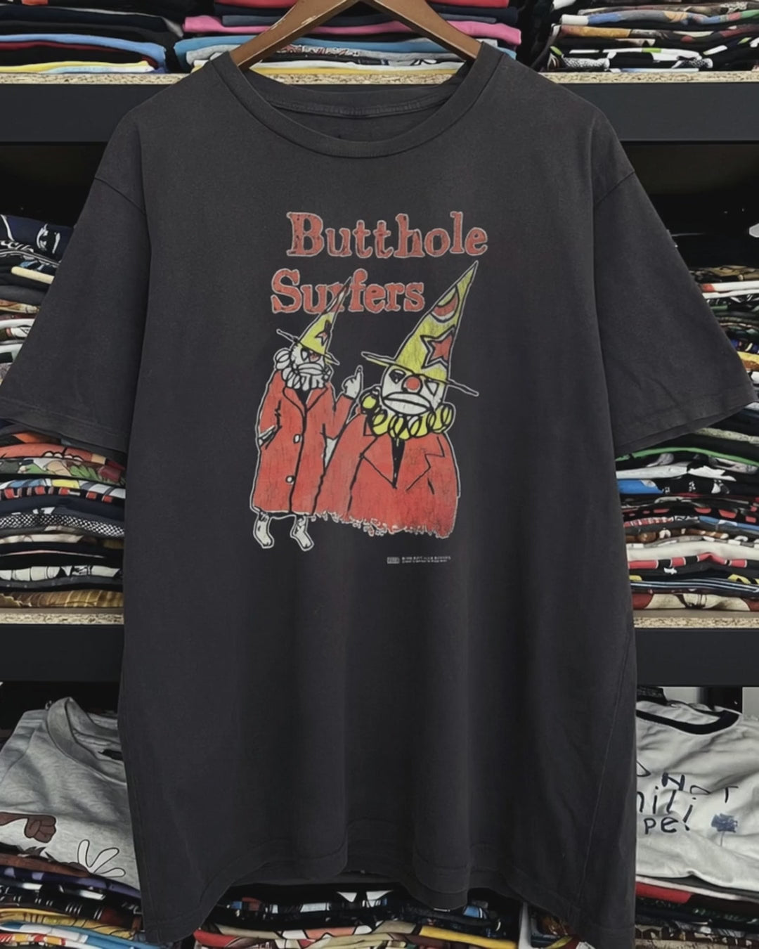 1996 Butthole Surfers Washed Black Tee product video [GB-DPA:5b932895445a]