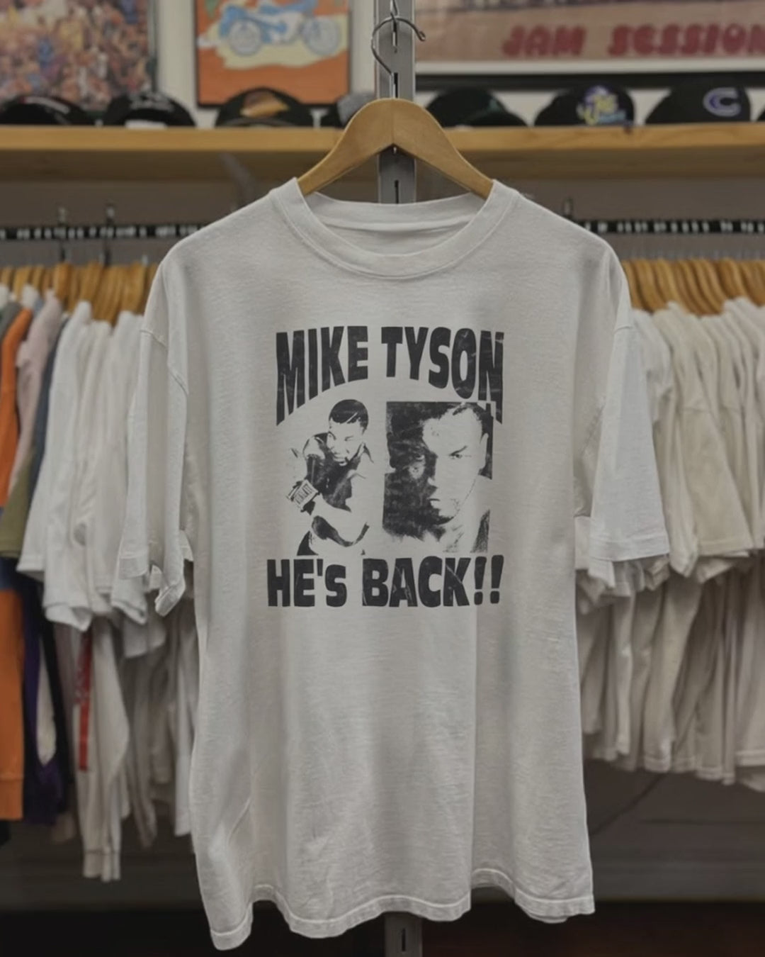 Rare Mike Tyson He's Back Washed White Tee product video [GB-DPA:cecc4c3ed219]