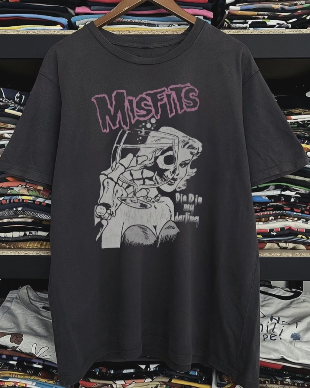 Rare Misfits Die Die My Darling Washed Black Tee product video [GB-DPA:2a37dab94c41]