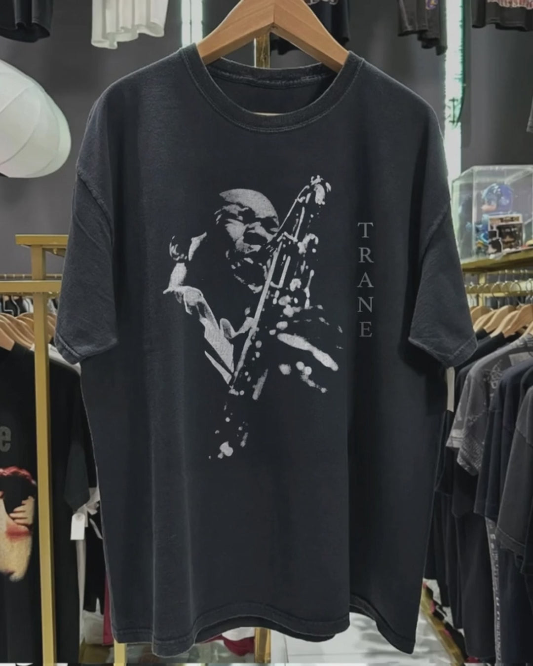 Vintage John Coltrane 1999 Washed Black T-shirt product video [GB-DPA:1ec521448e95]