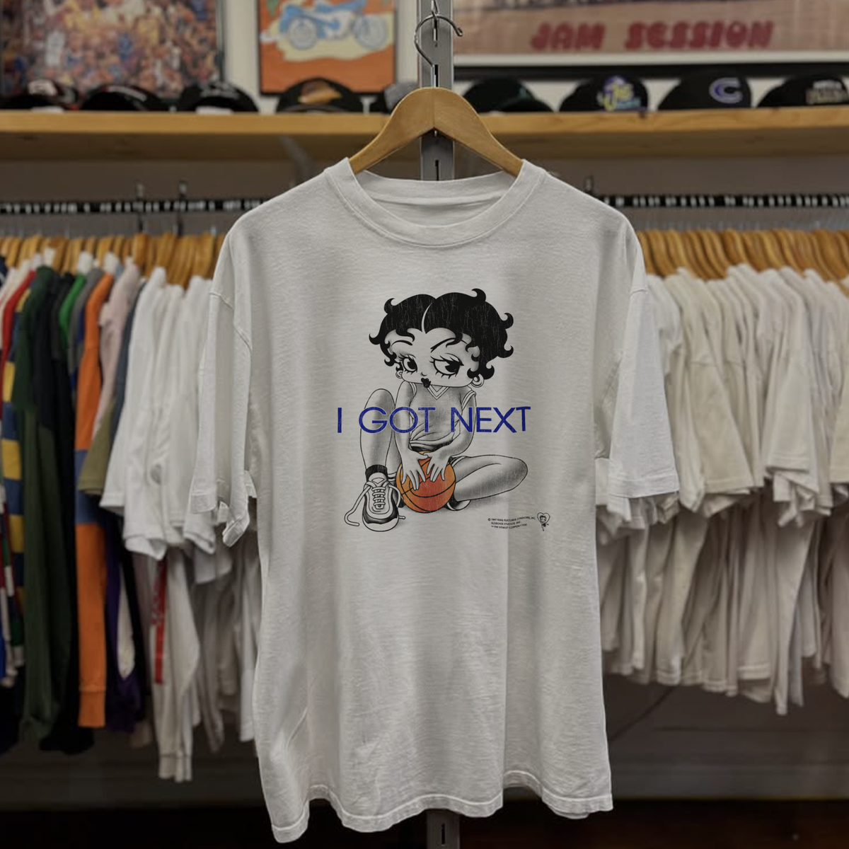 Rare Betty Boop I Got Next Washed White Tee