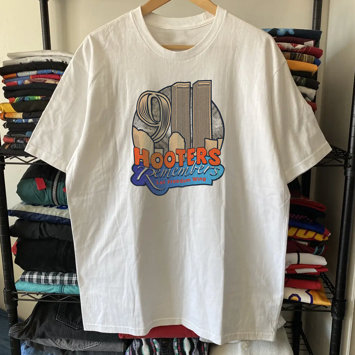 Hooters 9/11 Washed White Tee