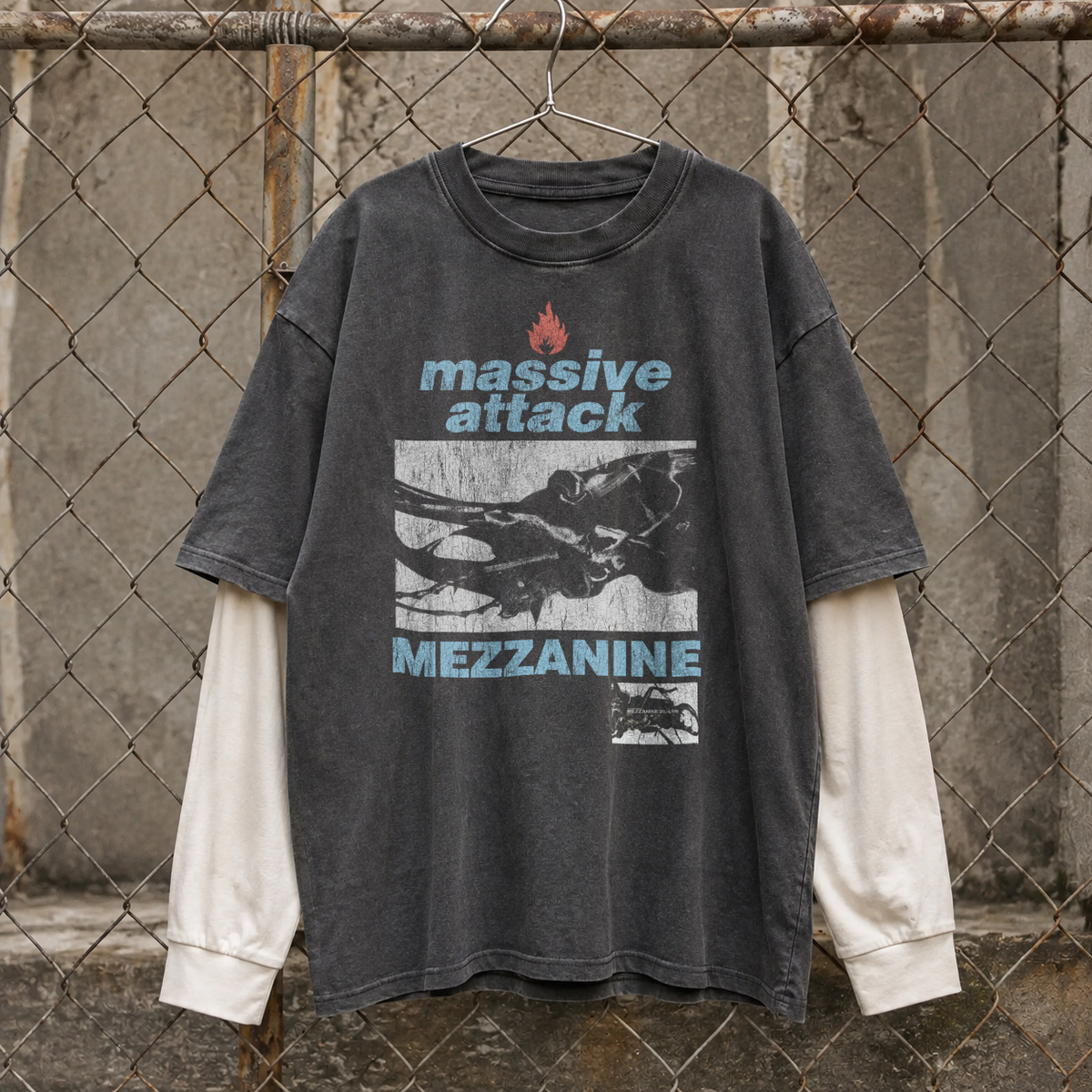 1998 Massive Attack Mezzanine Vintage Black Layered LS